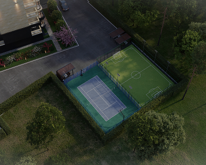 Футбольное поле и теннисный корт